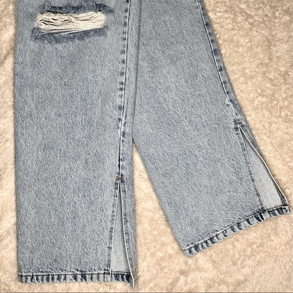 PETITE HIGH WAIST DISTRESSED SPLIT HEM JEAN - Picture 2 of 4